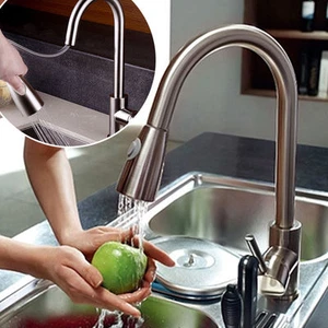 Kitchen 360° Swivel Spout Single Handle Sink Faucet Pull Out Spray Mixer Tap - Picture 1 of 11