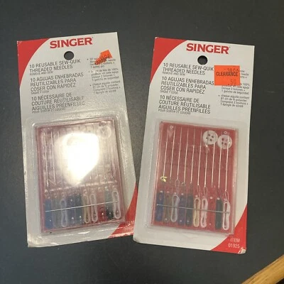 2 Singer Sew-Quik Threaded Hand Needle Kits New 10 Needles With Thread - Image 1 of 3