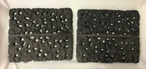 Pair Of Antique Cast Iron Stands Trivet Cover Plate Stick Pattern - Picture 1 of 7