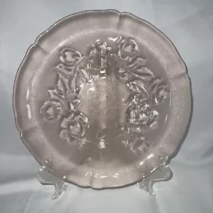 Vintage Pink Arcoroc Rosaline Rose Frosted Platter Luminarc France Floral 12.5” - Picture 1 of 12