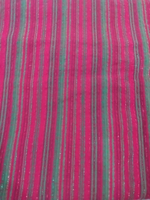 Red Green Striped Fabric Glitter Sparkles Christmas Winter Holiday - Image 1 of 2