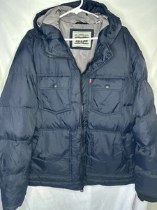 Levi's High Loft Puffer Jacket Mens 2XL Hooded Full Zip Navy Blue NWT $225 MSRP - Picture 1 of 7