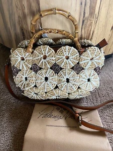AMAZING~Patricia Nash Palmarola Beige Straw Satchel Handbag Purse - Picture 1 of 6