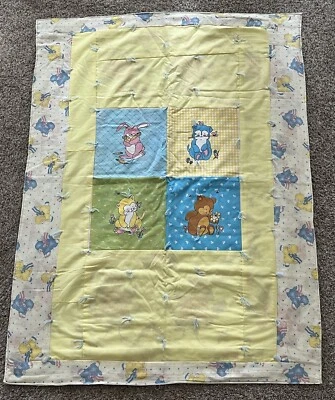 Handmade Baby Toddler Crib Bed Comforter Blanket Animals Flannel Back  - Image 1 of 4