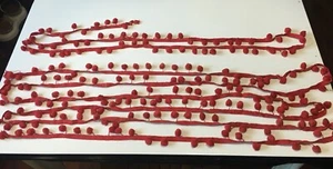 Vintage 1960's True Red Pom Pom Sewing Trim Pillows Curtains Towels 6.10 yd+2.25 - Picture 1 of 9