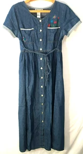 Vintage Pellini Blues Denim Button Front Dress Short Sleeve Size 12 RN99639 - Picture 1 of 8