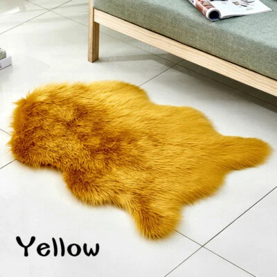 Tapete de pele de lã sintética antiderrapante tapete de área macio para sala de estar - Imagem 1 de 4