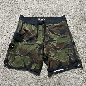Pantalones Cortos de Natación RVCA Camuflados para Hombres 32 Camuflaje Verde Negro Elástico - Imagen 1 de 7