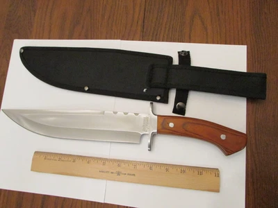 Cuchillo Bowie de caza Ridge Runner 17" Full Tang 440SS 11" hoja con funda NUEVO Foto 1 de 4