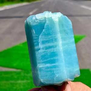 245G Rare!Natural beautiful Prism shaped Aquamarine Raw Crystal Specimen Rough - Picture 1 of 19