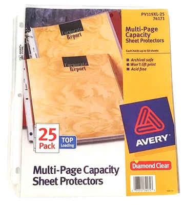 NEW Avery Sheet Protectors 25 Top Load Multi-Page Capacity Diamond Clear Sealed - Image 1 of 4