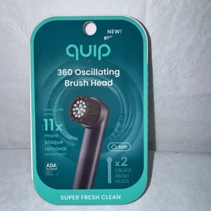 Quip 360 Oscillating Electric Toothbrush Heads Brush Head Refill, Black, Soft. - Picture 1 of 2