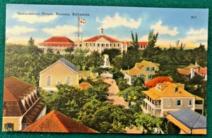 Nassau-Bahamas, Government House, Linen Vintage Postcard Unposted - Picture 1 of 2