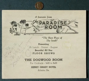 1940s Atlanta Georgia Henry Grady Hotel Dogwood room Dolly Dawn signed photo  -- - Picture 1 of 1