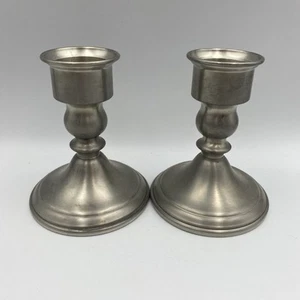 Lot Set of 2 Vintage WEB Pewter Weighted Candle Stick Holders - Picture 1 of 5