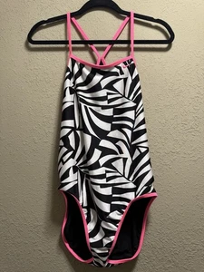 nike damen Wende Badeanzug Schwarz Pink Zebra - Bild 1 von 3