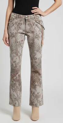 RARO Roberto Cavalli Mujer Floral Sobre Estampado Pantalones Jeans Bootcut Talla 27x41 Foto 1 de 4