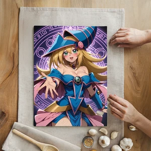 Glass Cutting Board 8x11 Anime Dark Magic Girl Serving Tray Anti-Bacterial - Picture 1 of 2