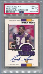 2001 Upper Deck Vintage Randy Moss Autograph Vintage Threads Jersey Auto PSA 8 - Picture 1 of 3