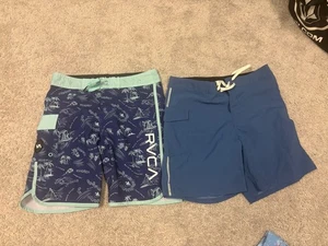 Lot Of 2 RCVA & Vans Board-shorts Swim Trunks Boys Size 28 - Picture 1 of 7