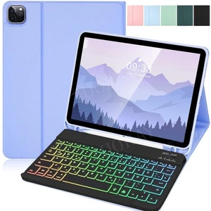 Für iPad 7/8/9/10th Pro 11" Air 6 5 4 3 Hülle mit QWERTZ Beleuchtete Tastatur DE - Bild 1 von 52