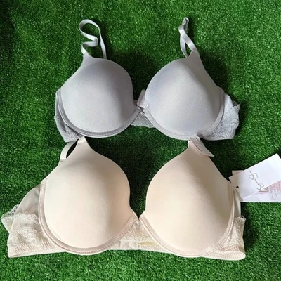 Jessica Simpson подъем комфорта литой w/кружевной 2 упаковки на косточках бюстгальтер размер 34C новый - Изображение 1 из 4