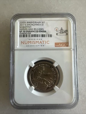 2017 S Sacagawea Enhanced Finish Sequoyah NGC SP70 First Day of Issue Denver Ana - Image 1 of 4