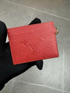 Louis Vuitton Red Leather Wallet with Gold Logo Holds Credit Cards - Picture 1 of 7