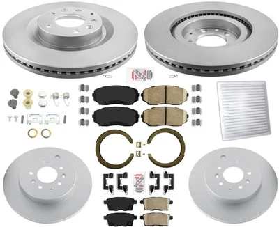 AmeriBRAKES Coated Front Rear Disc Brake Rotors & Pads For 2007-2015 Mazda CX-9 - Image 1 of 4