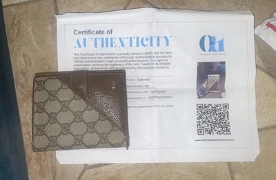 Carteira Gucci autêntica com certificado de autenticidade marrom grande masculina e feminina - Imagem 1 de 4