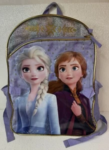 Disney Frozen II Elsa Anna Cartoon Children Backpack Book Bag School 16” Purple - Picture 1 of 10