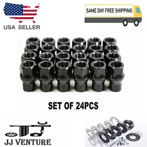 24Pc Black 12x1.5 Acorn Open ET Lug Nut 3/4"Hex Fit Toyota Tacoma 4Runner&More - Picture 1 of 4