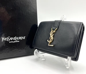 YSL Wallet Black SAINT LAURENT Cassandre Compact Purse Auth From Japan - Picture 1 of 23
