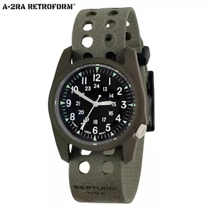 BERTUCCI A-2RA Retroform Uhr #11606 schwarzes Zifferblatt - Foliage Tridura Vtech Band - Bild 1 von 11