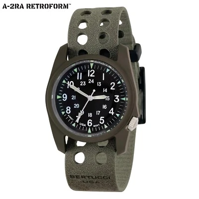 BERTUCCI A-2RA Retroform Watch #11606 Black Dial - Foliage Tridura Vtech Band - Image 1 of 4