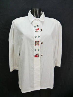 Gr.48 Trachtenbluse Bluse weiß Baumwolle Sailer mit Stickerei TB5595 - Bild 1 von 3