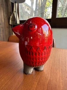 Upsala-Ekeby Keramik modernistischer roter Vogel entworfen von Mari Simmulson 1970er - Bild 1 von 6