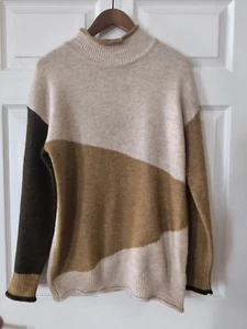 Anthropologie Mystree Sweater Womens Large  Pullover Mock neck Beige Brown Olive - Picture 1 of 6