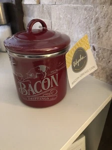 Contenedor de grasa para goteos de tocino curry Ayesha lata esmaltada en acero rojo ¡Nuevo! - Imagen 1 de 1