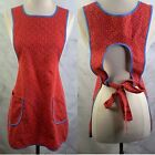 Vintage Pinafore Apron Dress Country Calico Prairie Cottage Ruffles Cotton Red
