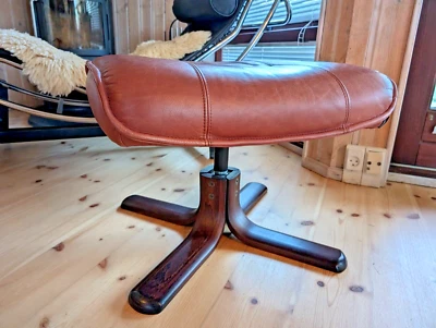 Hocker Leder Vintage 60er Fußhocker Retro Ottomane Danish Pouf Westnofa Ära B38 - Bild 1 von 4
