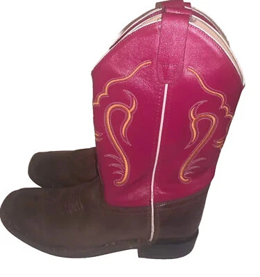 Botas Old West Jóvenes Niños Talla 7 Dos Tonos Western Country BBSC1851 Rosa Marrón Foto 1 de 4
