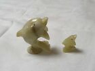 Dolphin & Dolphin Baby-Green Alabaster (Onyx Marble)-Hand Carved-Vintage 1990s