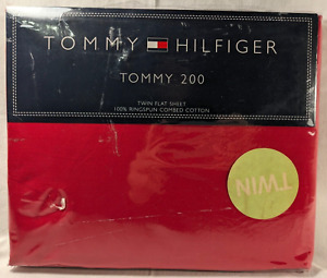 Flat Sheet Twin TOMMY HILFIGER TOMMY 200 Red 66 x 96 in.