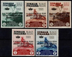 1934 SOMALIA SERVIZIO AEREO SPECIALE SOPRSAT. DI PROVA 5 V MNH RAYBAUDI MF107382 - Imagen 1 de 3