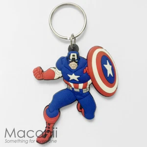 Captain America Classic Keyring - Cartoon Marvel Rubber Phone Charm Key Chain - Picture 1 of 1