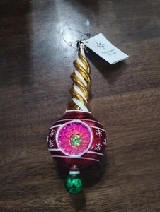 Christopher Radko 2002 Twirl & Swirl red and gold reflector drop 02-0178-0 - Bild 1 von 6