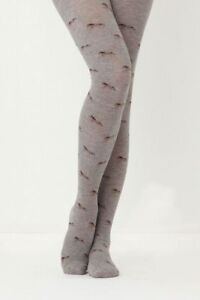 Anthropologie Tights S M HANSEL FROM BASEL Horses PONY PRIX Heathered Grey NEW 