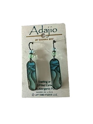 Adajio Soft Sky Blue & Green Capsule 'Road' Overlay Earrings Handmade USA New - Image 1 of 3