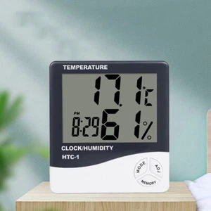 LCD Termometro Digitale Igrometro Misuratore temperatura Orologio umidità tu - Foto 1 di 8